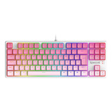 Teclado Gamer Redragon K576gp Daksa Rgb Switch Brown Bc Rosa Cor De Teclado Branco E Rosa Idioma Português Brasil