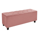 Recamier Báu Estofado 150cm Cama Box Casal Barcelona Rosa