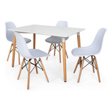 Mesa De Jantar Eiffel Branca 120x80cm + 4 Cadeiras Eiffel Cor Branco