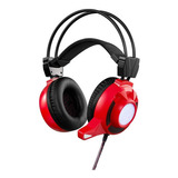 Headset Gamer Fone De Ouvido Com Led Mh8 Vermelho Cor Preto