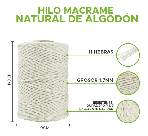 Hilo De Algodon Macrame Crudo Mejor Calidad Varios Grosores