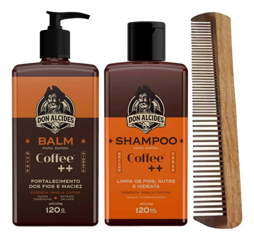 Kit Balm E Shampoo Para Barba Coffee + Pente Don Alcides