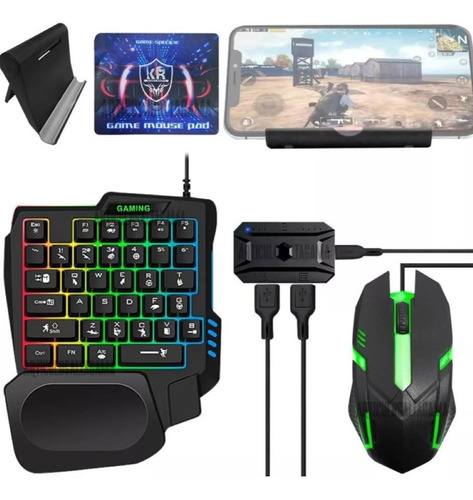 Combo Gamer Celular 5 En 1 Soporte Celu Pad Mouse Bluetooth