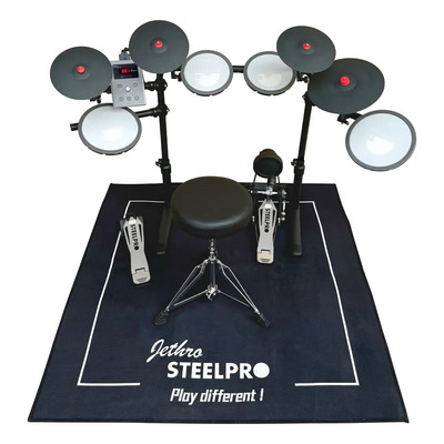 Batería Electrónica Steelpro Nitro 9.1 de 10 Cuerpos con Bluetooth, Módulo Digital LCD, 74 Sonidos, 10 Canciones, USB MIDI, Platillos Crash\u002FHi-Hat\u002FRide, Pedales Kick y Hi-Hat, Incluye Banco, Baquetas | Meses sin interés
