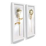 Quadro Decorativo 3d Flores Dourado Cozinha Quarto Banheiro