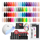 Mefa Kit De Esmalte De Uñas De Gel Con Luz Uv, 42 Colores,.