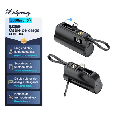 Power Bank Mini Batería Portátil 5000mah Con Capacidad Real Certificada Y Alta Eficiencia De Carga, Negro Cargador Portátil Con Batería Recargable Con Puertos De Salida Tipo-c Y Ip Pb5001blk | MercadoLibre