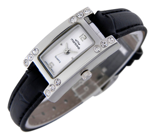 Reloj Montreal Mujer Ml1155 Strass Malla De Cuero Sintetico