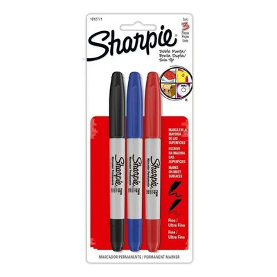 3 Marcador Permanente Sharpie Doble Punta Negro\u002Fazul\u002Frojo | MercadoLibre
