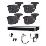 Epcom Kit De 4 Camaras De Seguridad Metalicas De Color Negro 5mp Protección Ip66 Para Uso Exterior + Dvr 4ch Turbohd Con Detección De Movimiento Y Salida De Alarma Modelo Ev8004b50-plus-sc