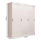 Guarda-roupa Casal 3 Portas De Correr 100% Mdf Em. 4227-1 Cor Branco