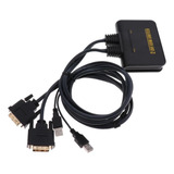 Conversor De Conmutador Kvm Usb De 2 Puertos Con Cable Para