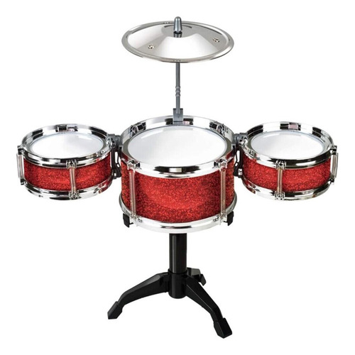 Bateria Completa Infantil Rocky Kids Tambor Prato Baquetas