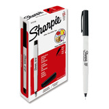 Caja X12 Marcadores Permanente Sharpie Negro Punta Ultrafina