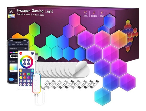 Panel Hexagonal Wifi Led Rgb Pared Set Gamer 20 Und Alexa