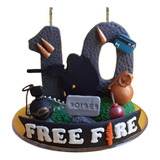 Vela Aniversário Festa Free Fire Topo De Bolo Em Biscuit