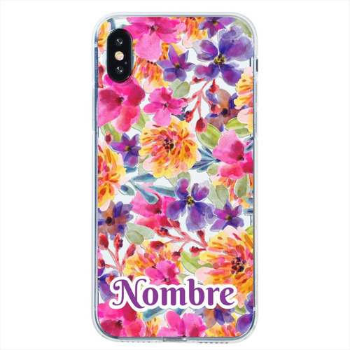 Funda Para iPhone Rosas Flores Personalizada Con Tu Nombre