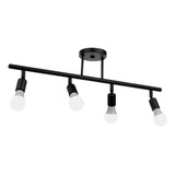 Lustre Trilho 4 Spot E27 Pra Sala Cozinha Preto