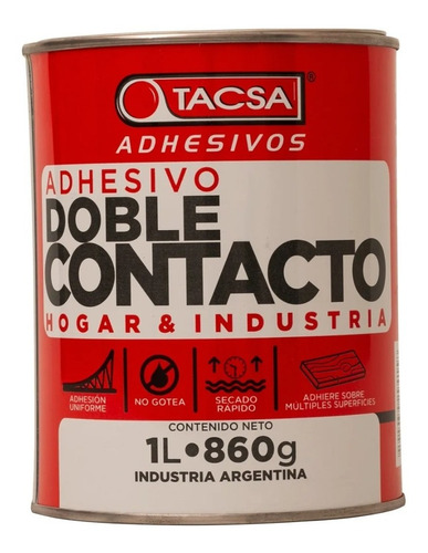 Adhesivo Pegamento Doble Contacto Tacsa Lata 1 Litro