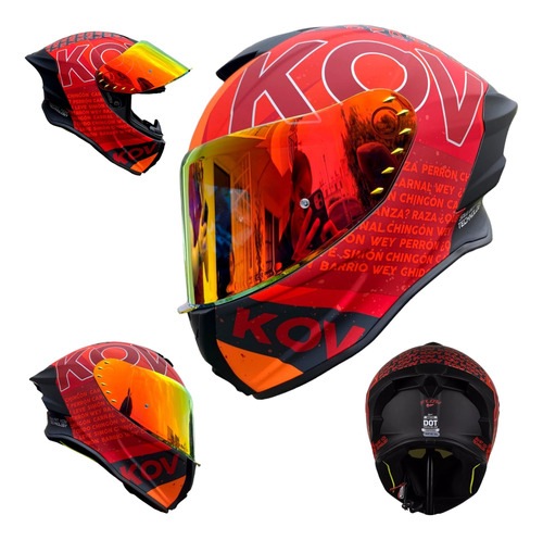 Casco Moto Rojo Buster Flow Deportivo Certificado Dot Kov 