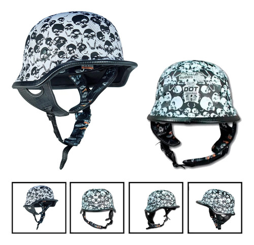 Casco 3/4 Poison Certificado Dot  Blanco-negro Mate Rmb