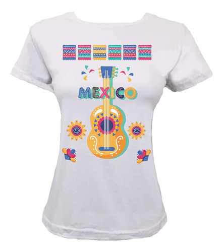 Blusa Playera Camiseta México Guitarra Festiva