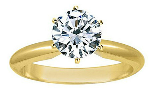 Anillo De Compromiso Solitario De Diamante De Talla Redonda 