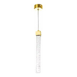 Lustre Pendente Led Vidro Cristal Bolha 20cm Dourado