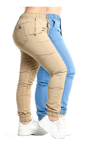 Kit 2 Calça Jogger Feminina Jeans Sarja Elástico Lançamento