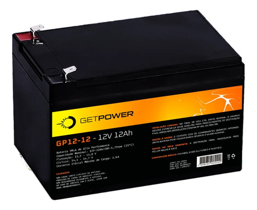 Bateria Selada 12v 12ah Getpower Para Nobreak, Cerca - Vrla