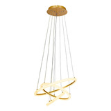 Luminaría Pendente Teto Lustre Dourado Sala Jantar Moderno Space Orbital Triplo Redondo 3 Anéis Llumm Bronzearte