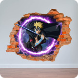 Vinilo Pared Rota 3d Anime Boruto Naruto Anime 80x80