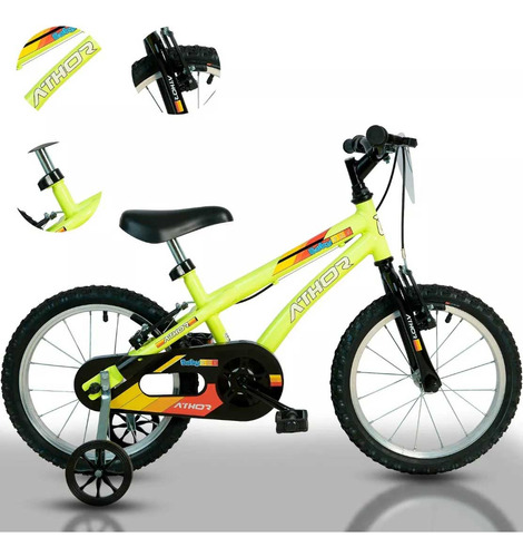 Bicicleta Infantil Menino Com Roda Treinamento Aro 16 Athor