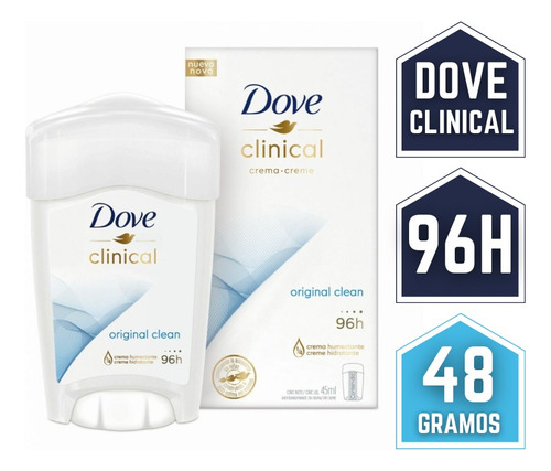 Desodorante Dove Clinical Protection 96h Original Clean 48g