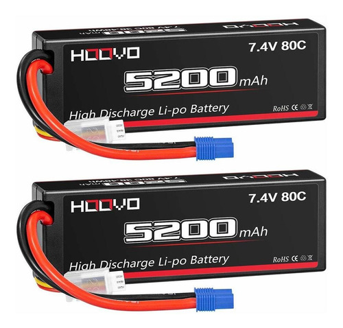 2 Baterias Lipo 7.4v 5200mah 80c 2s Ec3 Plug Hoovo