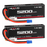 2 Baterias Lipo 7.4v 5200mah 80c 2s Ec3 Plug Hoovo