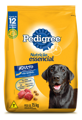 Ração Pedigree Nutrição Essencial Carne Para Cães Adultos 15kg