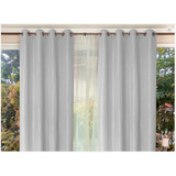 Set De Cortinas+velos 140x220cms Combo Rustico Tábatha Doral Color Gris