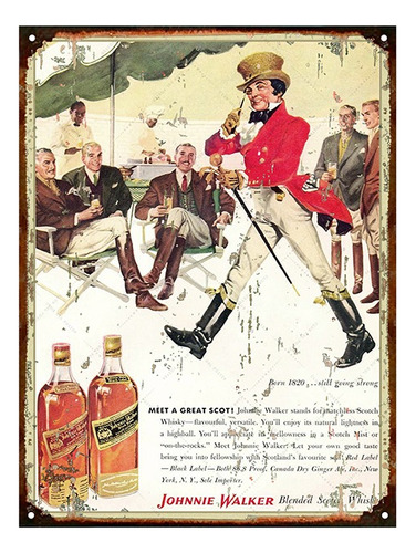 Cartel Chapa Publicidad Antigua Whisky Johnnie Walker Varios