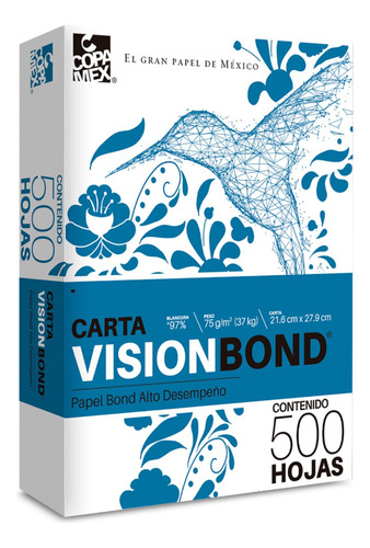 Papel Vision Bond Copamex Blanco 75 Gramos Carta 500 Hojas