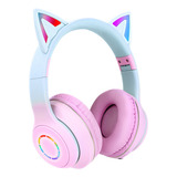 Audífonos Gamer Con Luz Rgb Auriculares De Gato Orejas Niños