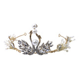 Elegante Tiara De Cristal Con Forma De Corona De Perla Y Cis