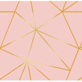 Papel De Parede Adesivo P/ Sala Zara Rosa Dourado Gold 12m