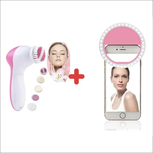 Cepillo Facial Spa Exfoliante + Aro Luz Led Celular Selfie 