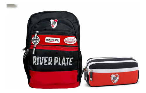 Combo Set Mochila Reforzada + Cartuchera Escolar River Plate