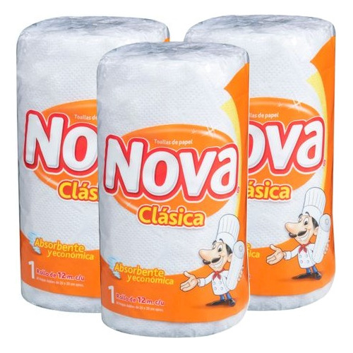 Toalla Nova Clásica Pack X3, Doble Hoja 