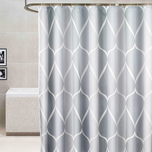 Cortina De Baño Impermeable Con Ganchos Estampado Geométrico