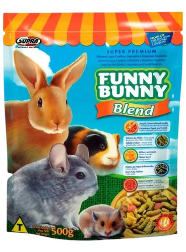 6 Ração Para Hamster Coelho Funny Bunny Blend 500g