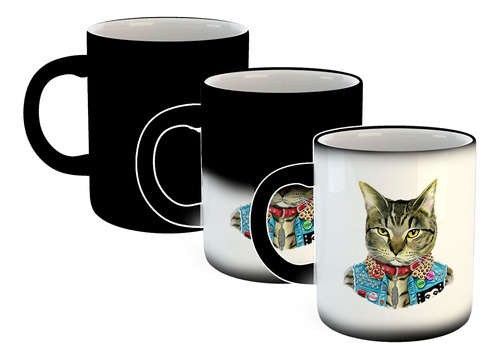 Taza Magica Cat Fashion Gato Cool Rockero