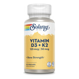Solaray Vitamina D3 + K2 (60 Cápsulas) 5000iu Hecho En E.u Sabor Sin Sabor